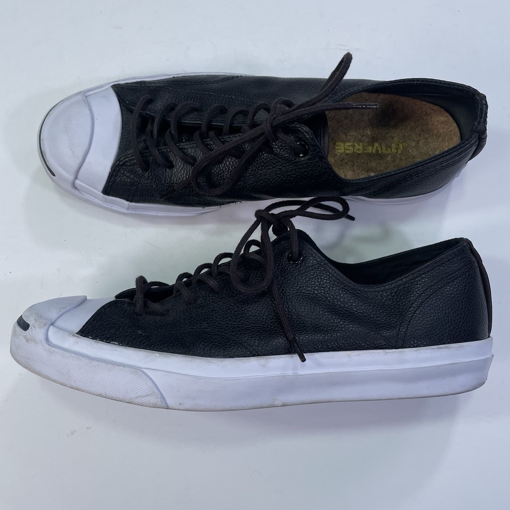 Converse Jack Purcell Leather Shoes Men's 10.5 Black Sneakers Casual Low